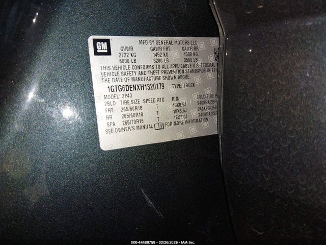 Продаж на аукціоні авто 2017 Gmc Canyon Slt, vin: 1GTG6DENXH1320179, номер лоту: 44480758