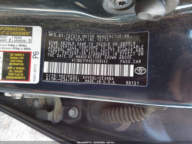 4T1BD1FK4EU109343 Toyota Camry Hybrid Le