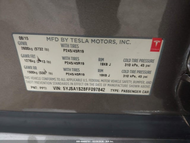 5YJSA1S28FF097842 Tesla Model S 70d/85d/p85d