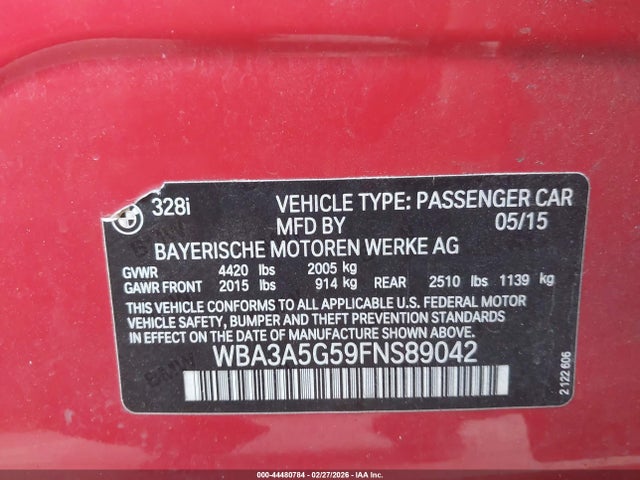 Продаж на аукціоні авто 2015 Bmw 328i, vin: WBA3A5G59FNS89042, номер лоту: 44480784