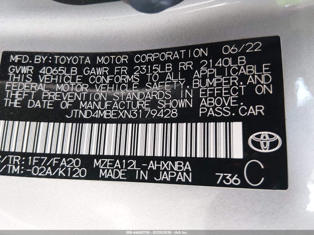 JTND4MBEXN3179428 Toyota COROLLA SE