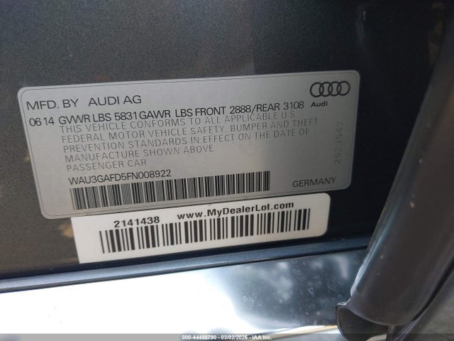 Продаж на аукціоні авто 2015 Audi A8 L 3.0t, vin: WAU3GAFD5FN008922, номер лоту: 44480790