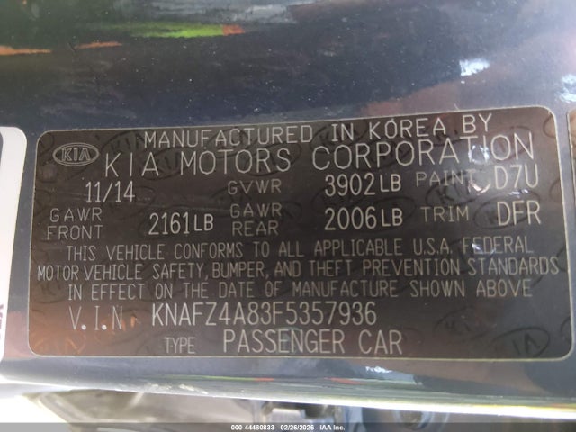 Продаж на аукціоні авто 2015 Kia Forte Ex, vin: KNAFZ4A83F5357936, номер лоту: 44480833