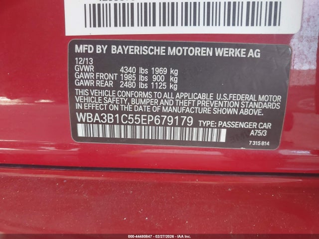 Aukcja sprzedaży 2014 Bmw 320i, vin: WBA3B1C55EP679179, numer aukcji: 44480847