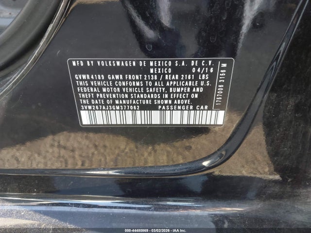 3VW267AJ3GM377062 Volkswagen Jetta 1.4t S