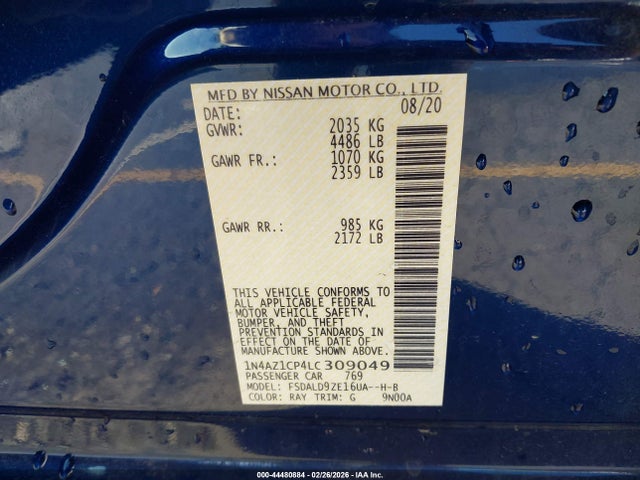 2020 NISSAN LEAF 1N4AZ1CP4LC309049 Photo 8