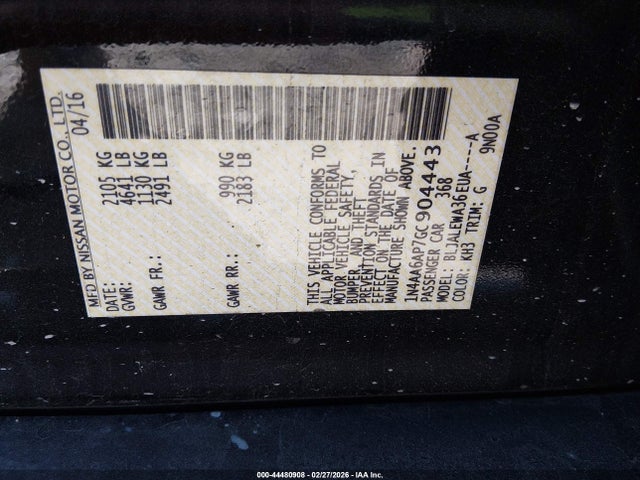 Nissan Maxima 3.5 Sl 2016 1N4AA6AP7GC904443 Image 9