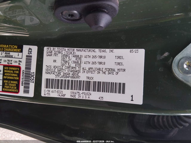 5TFLA5DB4PX086997 Toyota Tundra Sr5