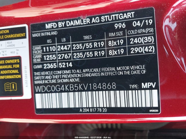 WDC0G4KB5KV184868 Mercedes-Benz Glc 300 4matic