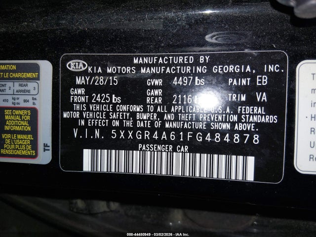 KIA Optima Sxl Turbo 2015 5XXGR4A61FG484878 Image 9