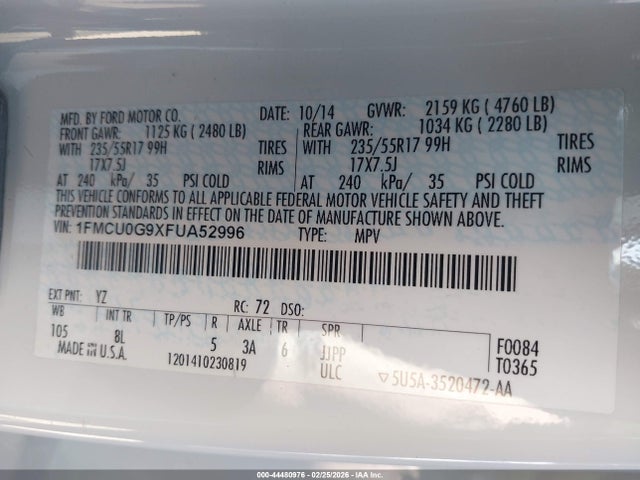 1FMCU0G9XFUA52996 Ford ESCAPE SE