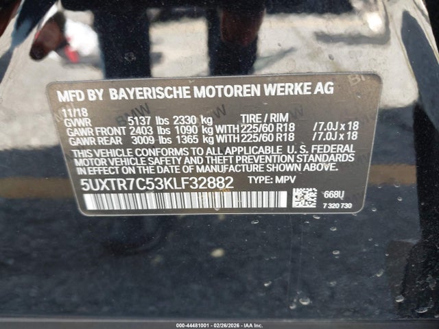 5UXTR7C53KLF32882 BMW X3 Sdrive30i