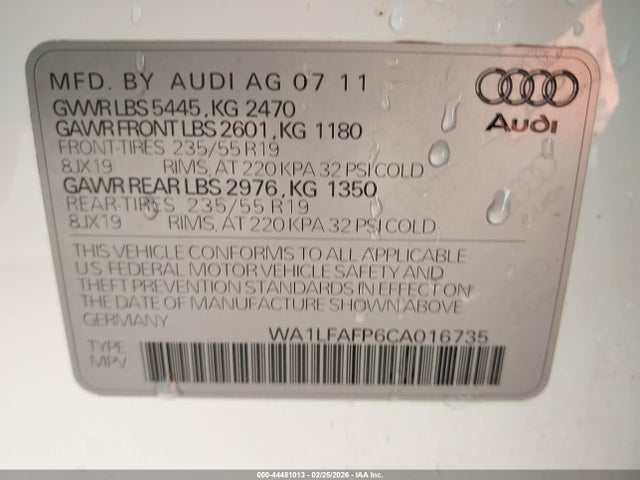 2012 AUDI Q5 WA1LFAFP6CA016735 Photo 8