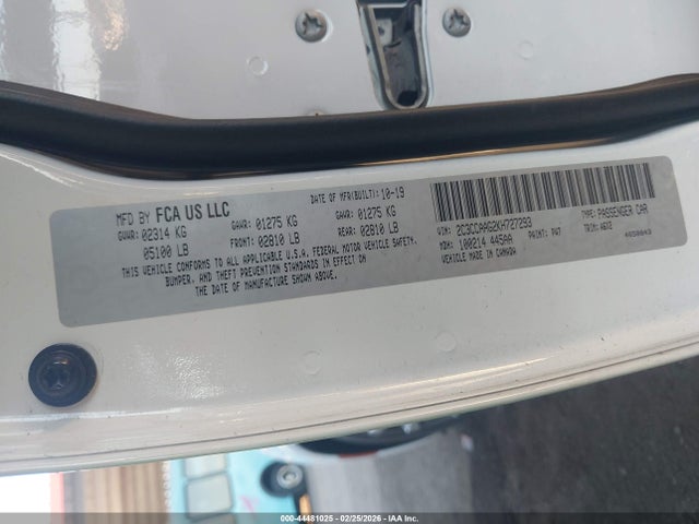 Продажа на аукционе авто 2019 Chrysler 300 Touring, vin: 2C3CCAAG2KH727293, номер лота: 44481025