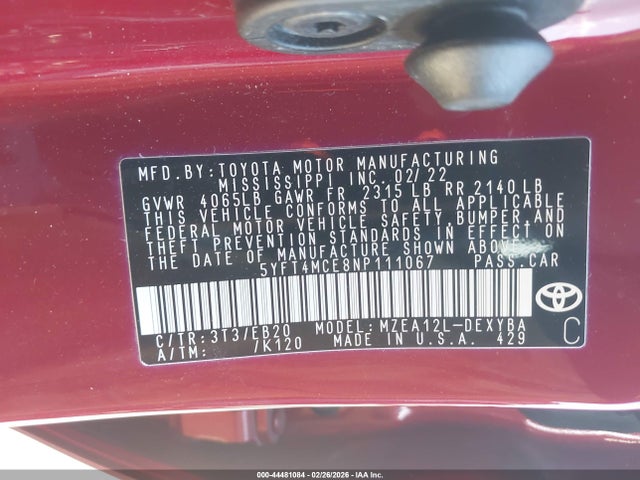 Toyota Corolla Xse 2022 5YFT4MCE8NP111067 Image 9