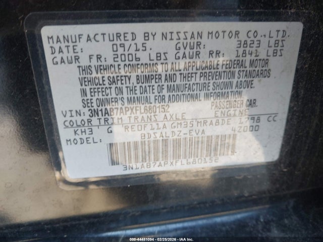 Nissan SENTRA SV 2015 3N1AB7APXFL680152 Image 9