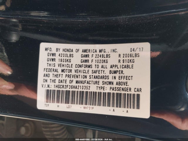 1HGCR2F36HA210352 Honda ACCORD LX