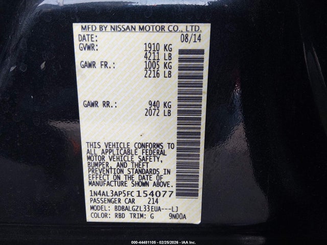 2015 NISSAN ALTIMA 1N4AL3AP5FC154077 Photo 8