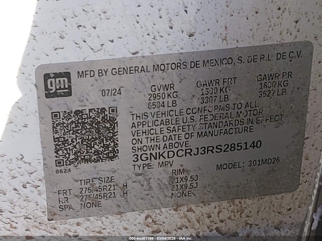 3GNKDCRJ3RS285140 Chevrolet Blazer Ev Eawd Rs