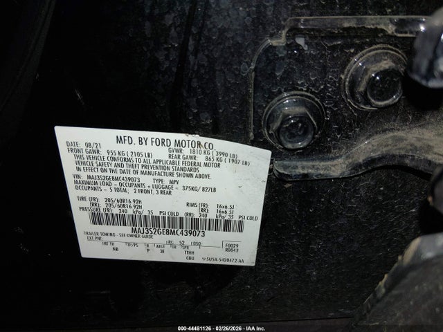 MAJ3S2GE8MC439073 Ford Ecosport Se