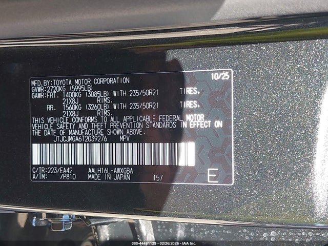 Продажа на аукционе авто 2026 Lexus Rx 450h+ Premium, vin: JTJCJMGA6T2039276, номер лота: 44481129