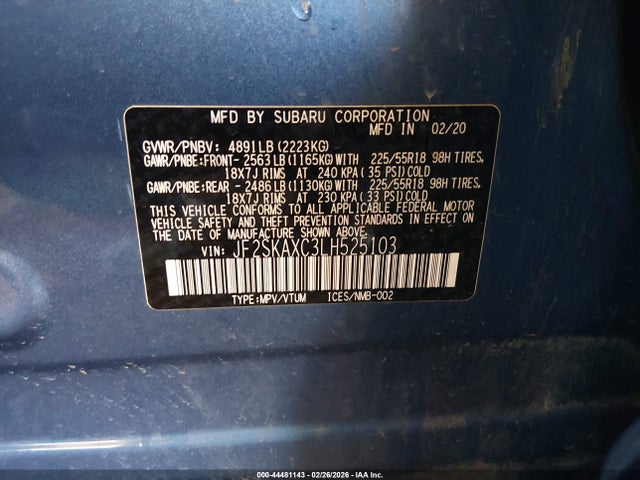 JF2SKAXC3LH525103 Subaru Forester Touring