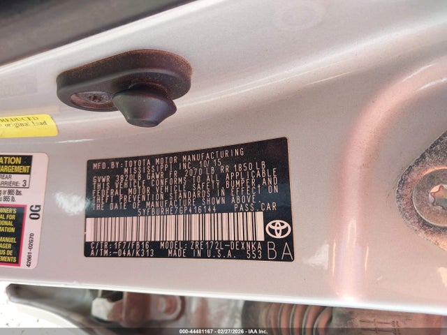 5YFBURHE7GP416144 Toyota COROLLA LE
