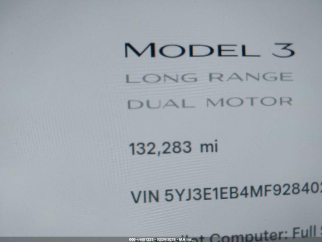 Aukcja sprzedaży 2021 Tesla Model 3 Long Range Dual Motor All-wheel Drive, vin: 5YJ3E1EB4MF928402, numer aukcji: 44481223