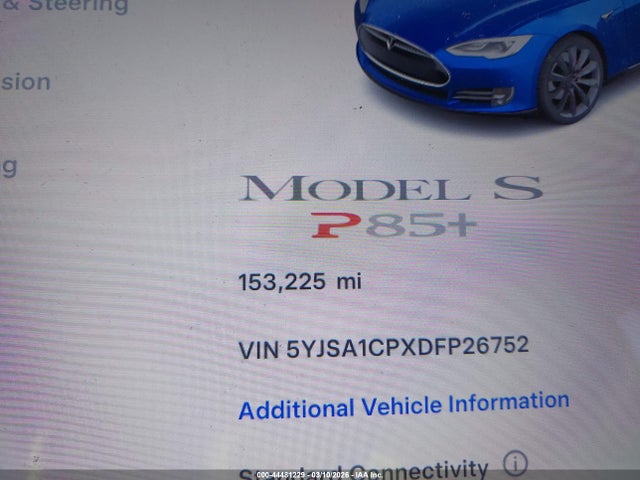 44481229 :رقم المزاد ، 5YJSA1CPXDFP26752 vin ، 2013 Tesla Model S Performance مزاد بيع