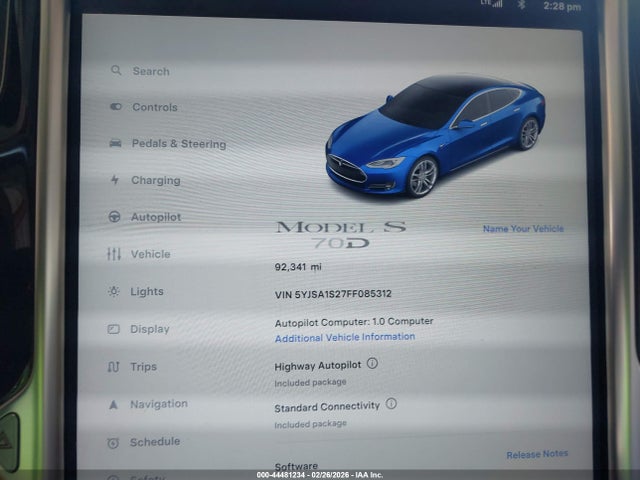 2015 TESLA MODEL S 5YJSA1S27FF085312 Photo 6