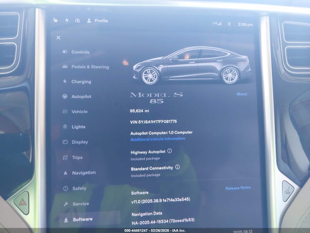 2015 TESLA MODEL S 5YJSA1H17FF081775 Photo 6