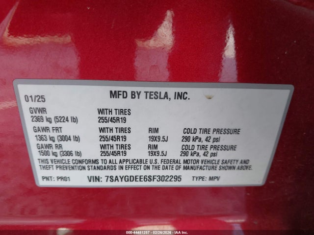 2025 TESLA MODEL Y 7SAYGDEE6SF302295 Photo 8