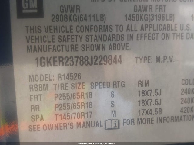 2008 GMC ACADIA 1GKER23788J229844 Photo 8