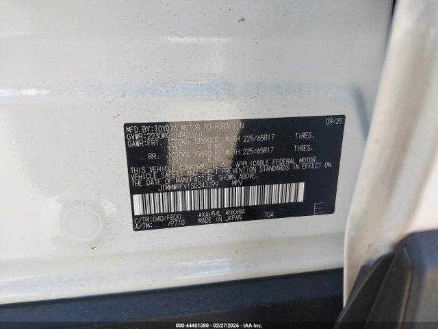 JTMMWRFV1SD343399 Toyota Rav4 Hybrid Le