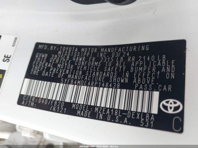 Toyota COROLLA LE 2024 5YFB4MDE4RP148438 Image 9