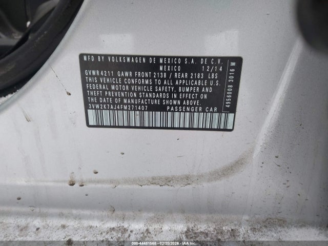Продаж на аукціоні авто 2015 Volkswagen Jetta 2.0l S, vin: 3VW2K7AJ4FM271407, номер лоту: 44481568
