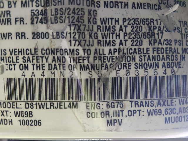 2007 MITSUBISHI ENDEAVOR 4A4MN21S57E035640 Photo 8