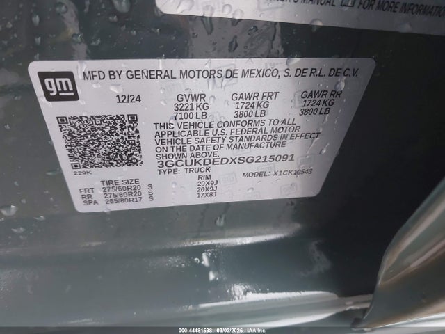 3GCUKDEDXSG215091 Chevrolet Silverado 1500 4wd Standard Bed Lt