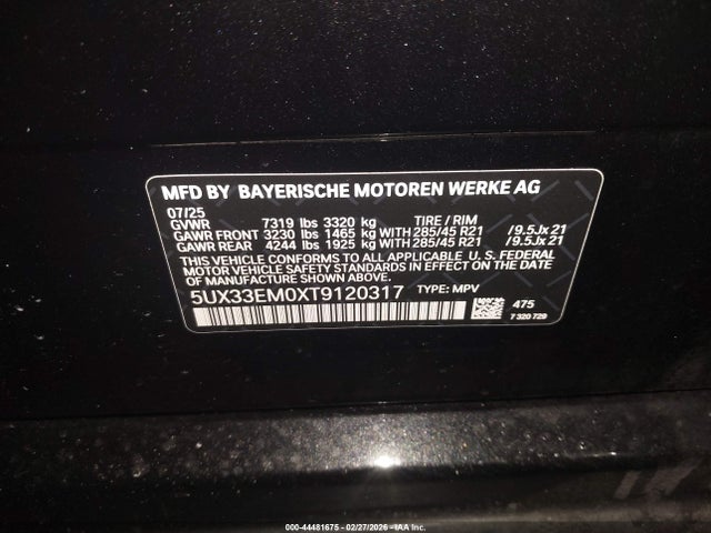 5UX33EM0XT9120317 BMW X7 M60i