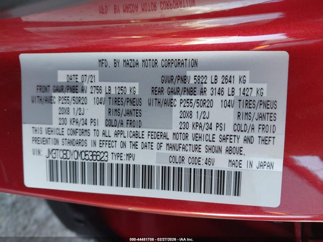 JM3TCBDY0M0536623 Mazda Cx-9 Grand Touring