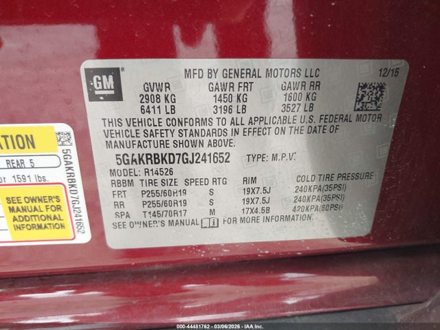 Buick Enclave Leather 2016 5GAKRBKD7GJ241652 Image 9