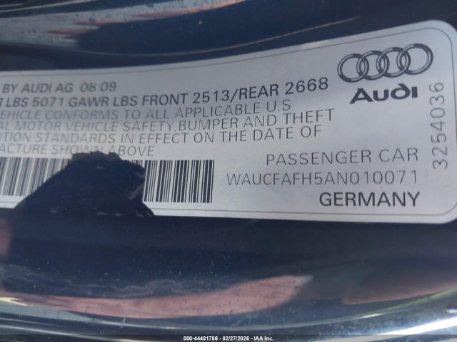 Aukcja sprzedaży 2010 Audi A5 Premium, vin: WAUCFAFH5AN010071, numer aukcji: 44481786