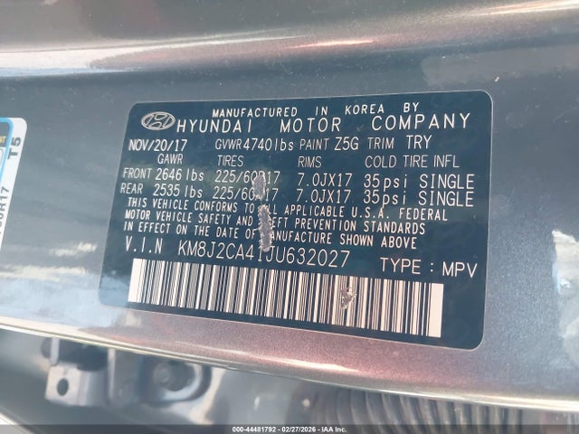 Продаж на аукціоні авто 2018 Hyundai Tucson Se, vin: KM8J2CA41JU632027, номер лоту: 44481792