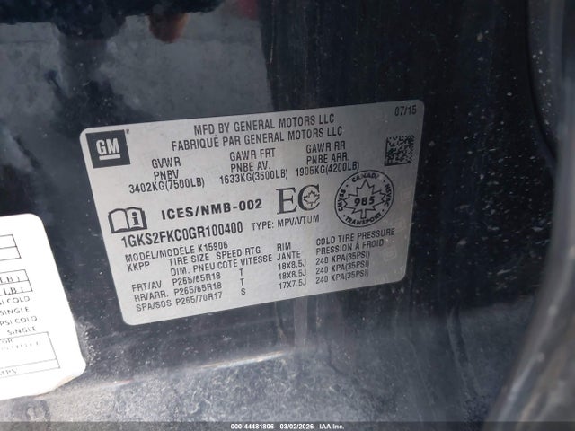 2016 GMC YUKON XL 1GKS2FKC0GR100400 Photo 8