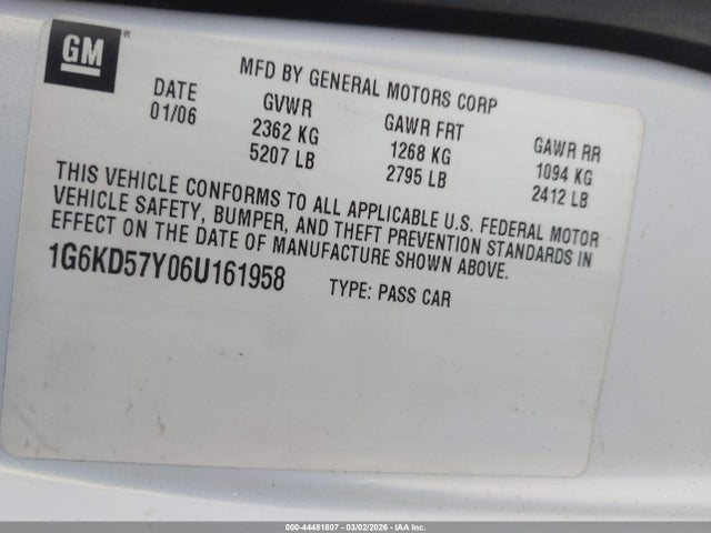 2006 CADILLAC DTS 1G6KD57Y06U161958 Photo 8