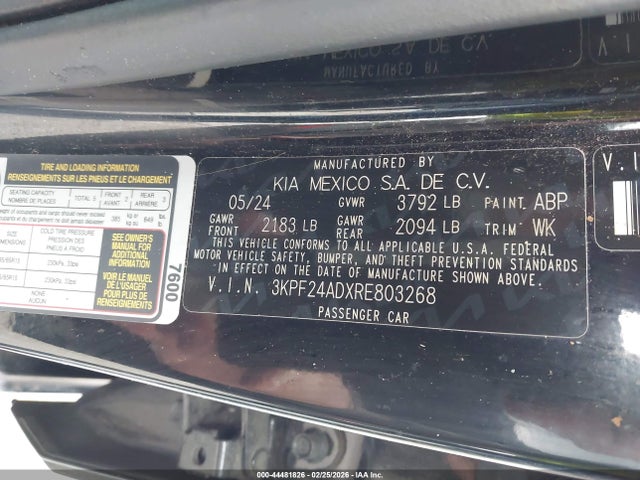 Продажа на аукционе авто 2024 Kia Forte Lx, vin: 3KPF24ADXRE803268, номер лота: 44481826