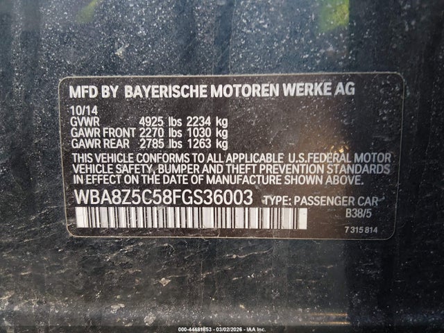 Продажа на аукционе авто 2015 Bmw 328i Gran Turismo Xdrive, vin: WBA8Z5C58FGS36003, номер лота: 44481853
