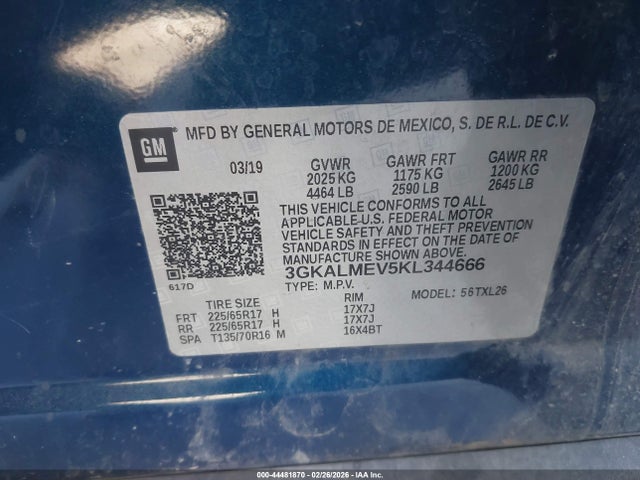 Aukcja sprzedaży 2019 Gmc Terrain Sle, vin: 3GKALMEV5KL344666, numer aukcji: 44481870