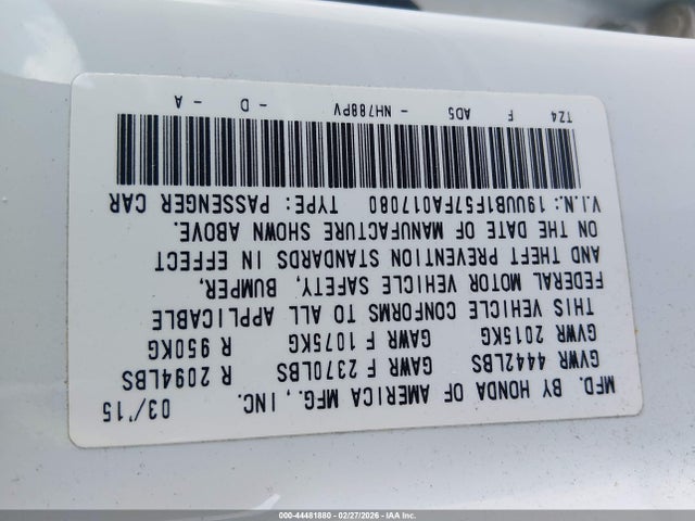 Aukcja sprzedaży 2015 Acura Tlx Tech, vin: 19UUB1F57FA017080, numer aukcji: 44481880