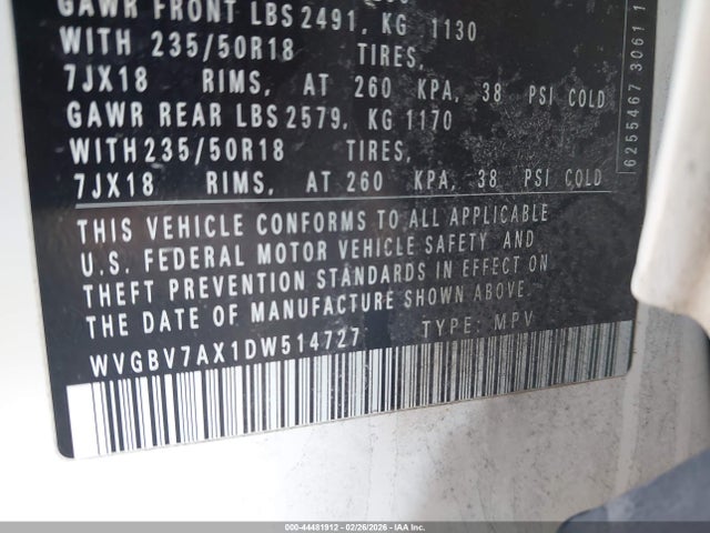 Aukcja sprzedaży 2013 Volkswagen Tiguan S/se/sel, vin: WVGBV7AX1DW514727, numer aukcji: 44481912